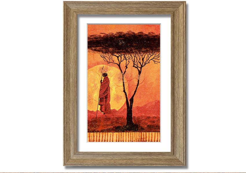 Framed print of African Tribal Art 1 showcasing intricate patterns and vibrant colors, ready to hang.