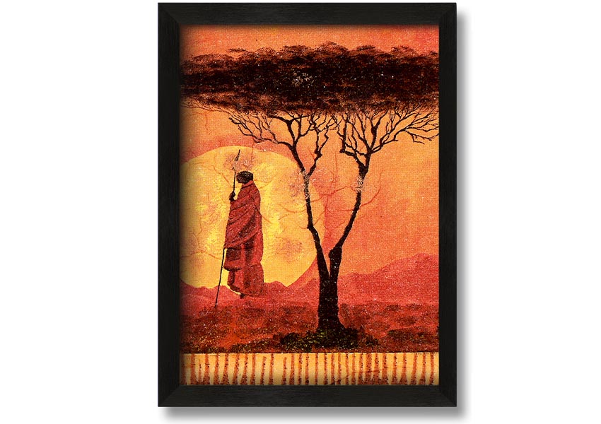 Framed print of African Tribal Art 1 showcasing intricate patterns and vibrant colors, ready to hang.