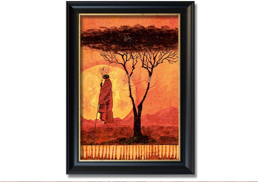 Framed print of African Tribal Art 1 showcasing intricate patterns and vibrant colors, ready to hang.