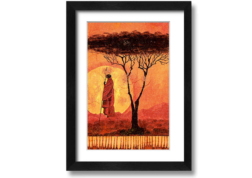 Framed print of African Tribal Art 1 showcasing intricate patterns and vibrant colors, ready to hang.