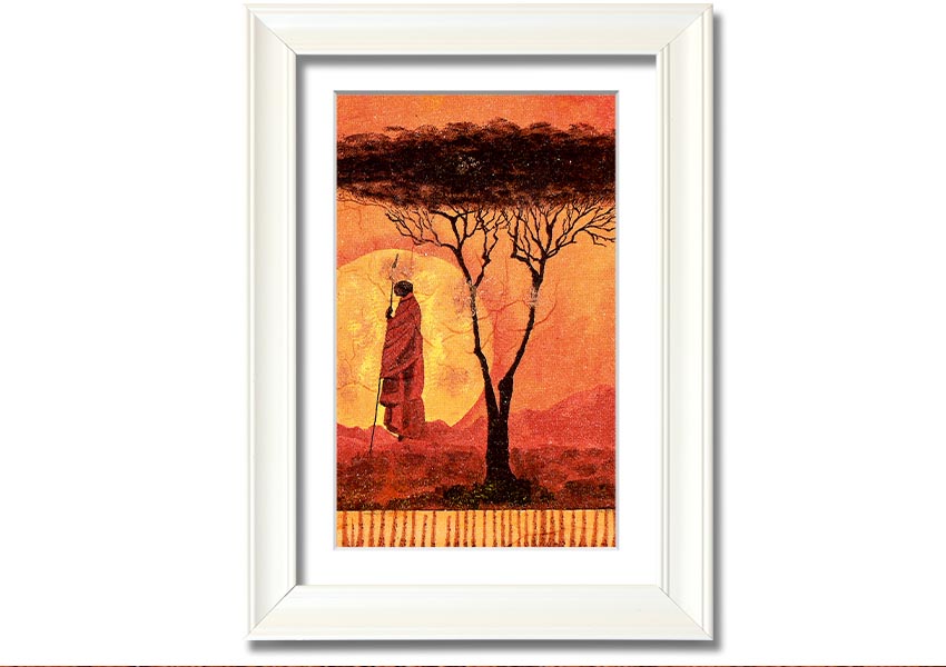 Framed print of African Tribal Art 1 showcasing intricate patterns and vibrant colors, ready to hang.