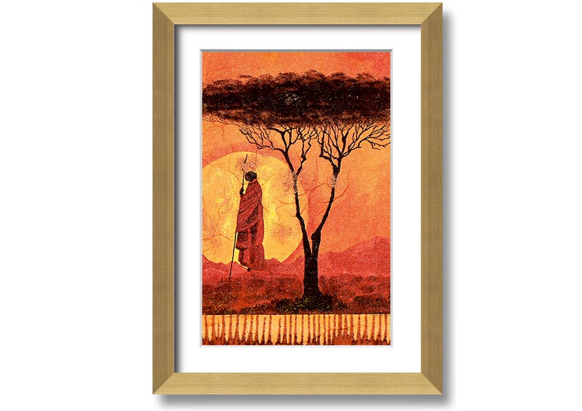 Framed print of African Tribal Art 1 showcasing intricate patterns and vibrant colors, ready to hang.