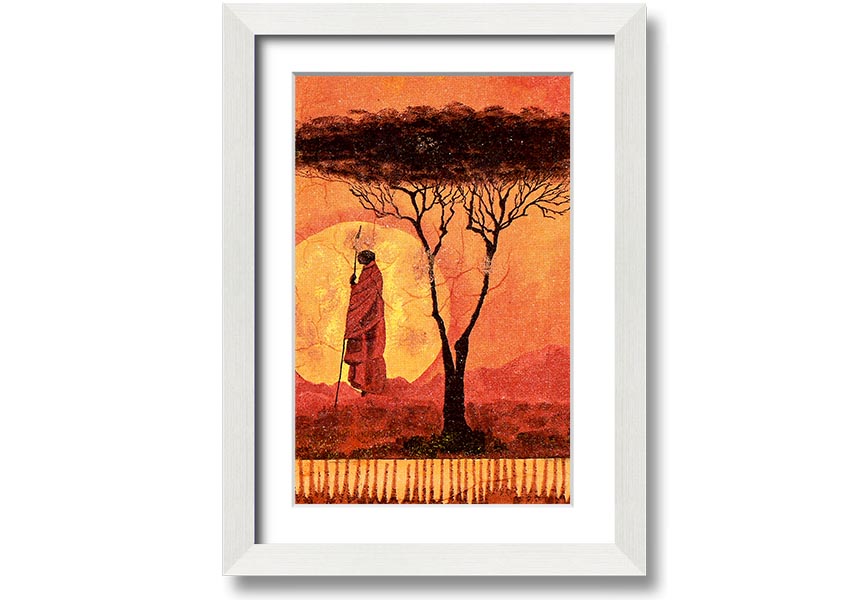 Framed print of African Tribal Art 1 showcasing intricate patterns and vibrant colors, ready to hang.