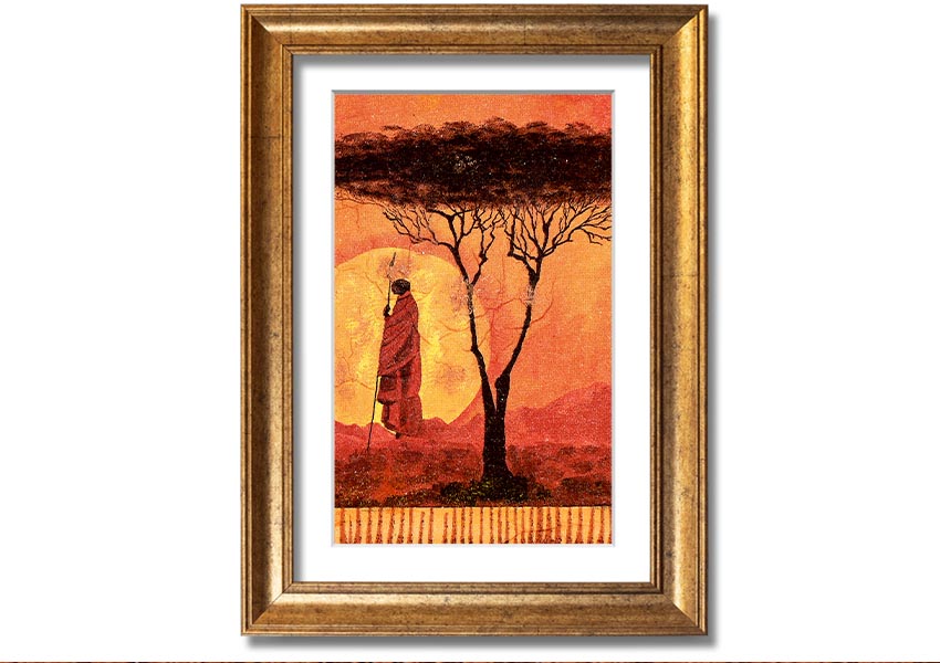 Framed print of African Tribal Art 1 showcasing intricate patterns and vibrant colors, ready to hang.