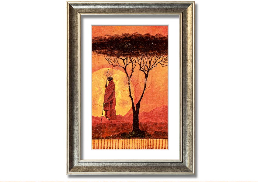 Framed print of African Tribal Art 1 showcasing intricate patterns and vibrant colors, ready to hang.