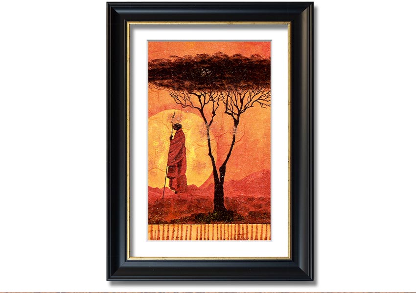 Framed print of African Tribal Art 1 showcasing intricate patterns and vibrant colors, ready to hang.