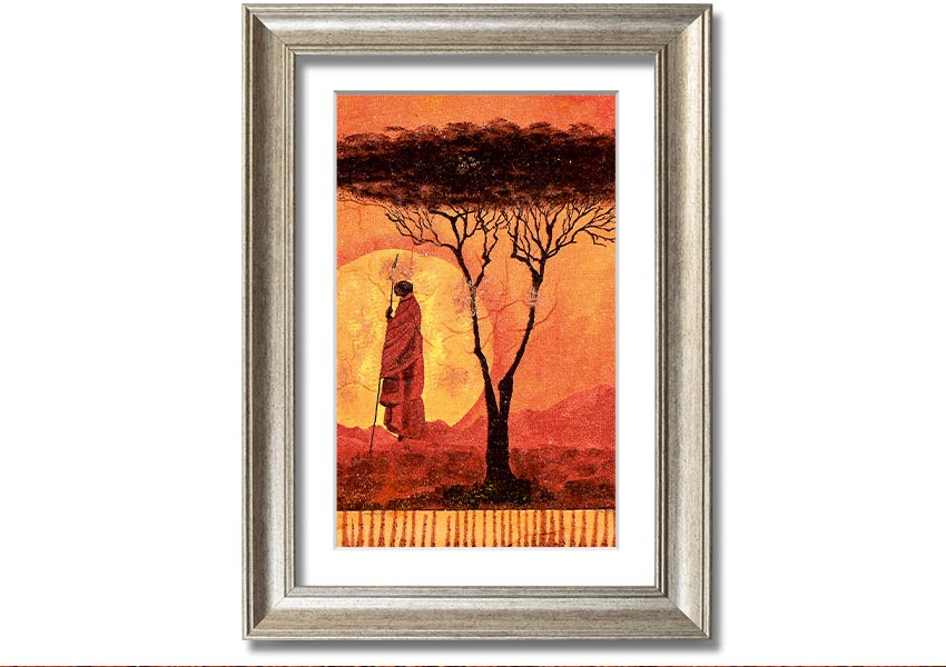 Framed print of African Tribal Art 1 showcasing intricate patterns and vibrant colors, ready to hang.