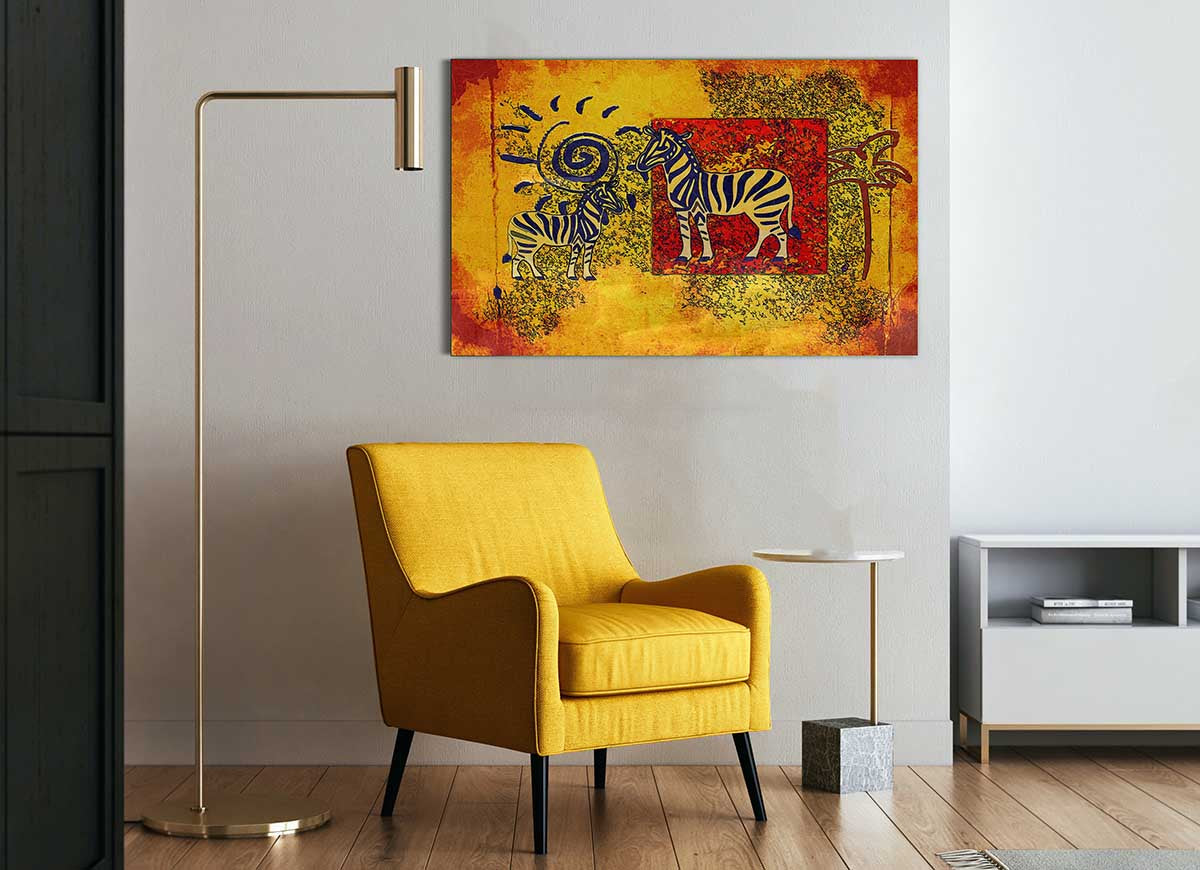 African Tribal Art 11 glass print featuring intricate tribal patterns and vibrant colors, perfect for modern home decor.