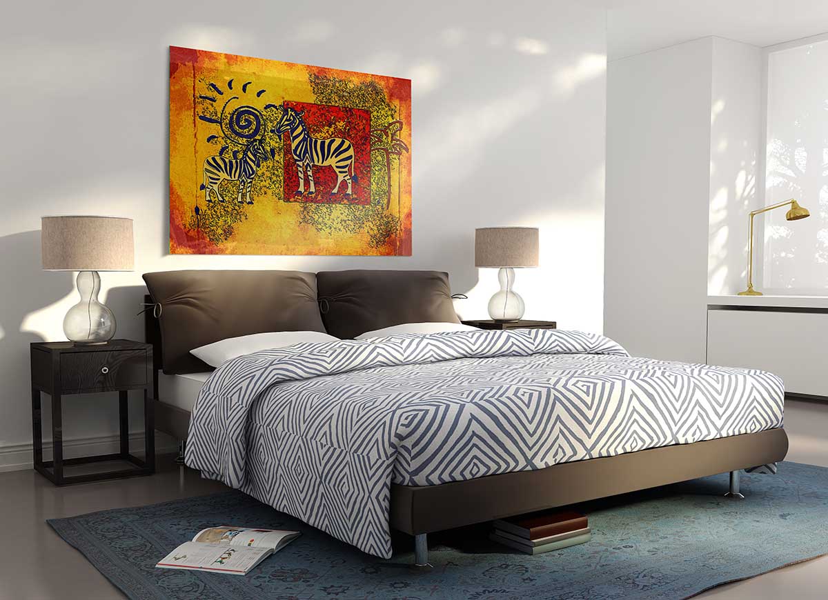 African Tribal Art 11 glass print featuring intricate tribal patterns and vibrant colors, perfect for modern home decor.