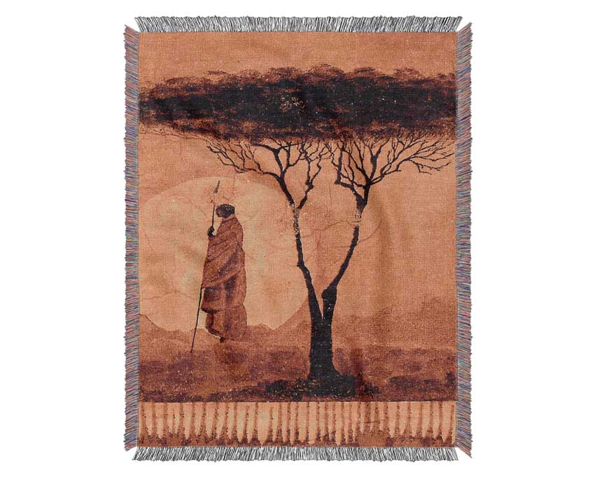 Luxurious African Tribal Art throw blanket made from 100% cotton, featuring a unique thermal weave design, perfect for enhancing any interior decor.