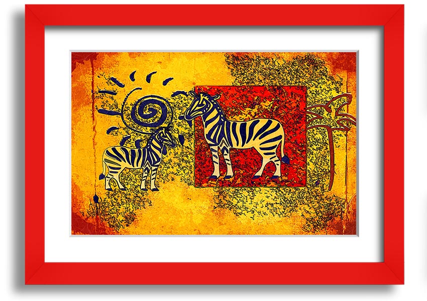 Framed print of African Tribal Art 11 featuring intricate patterns and vibrant colors, available in various frame colors.