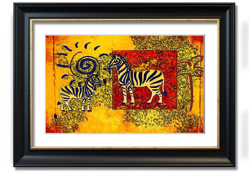 Framed print of African Tribal Art 11 featuring intricate patterns and vibrant colors, available in various frame colors.