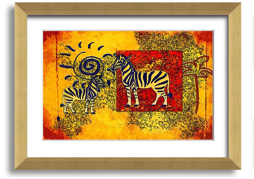 Framed print of African Tribal Art 11 featuring intricate patterns and vibrant colors, available in various frame colors.