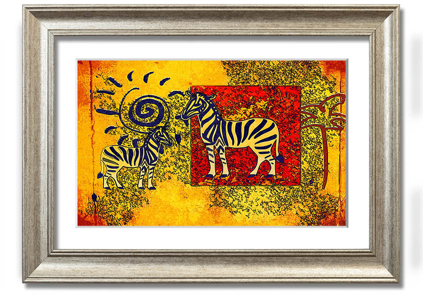 Framed print of African Tribal Art 11 featuring intricate patterns and vibrant colors, available in various frame colors.