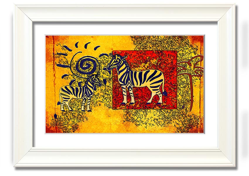 Framed print of African Tribal Art 11 featuring intricate patterns and vibrant colors, available in various frame colors.