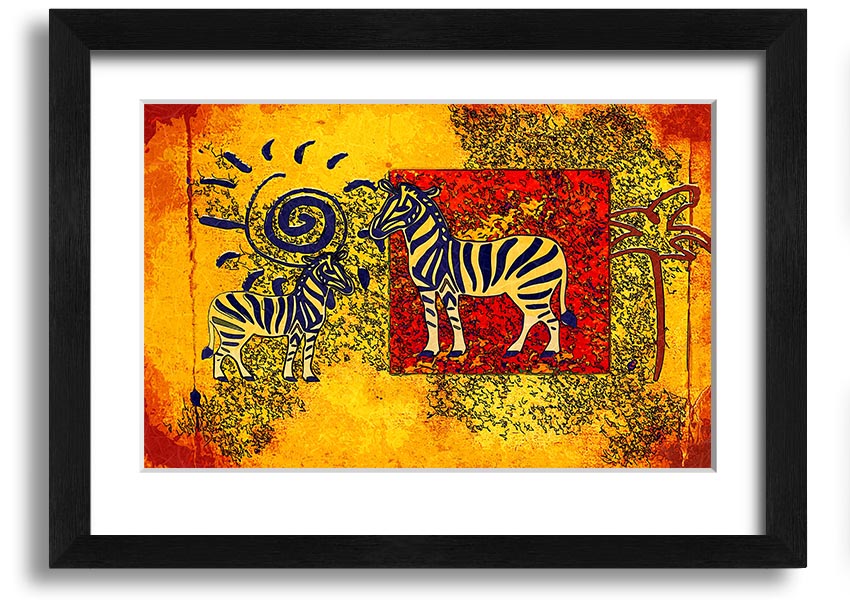 Framed print of African Tribal Art 11 featuring intricate patterns and vibrant colors, available in various frame colors.