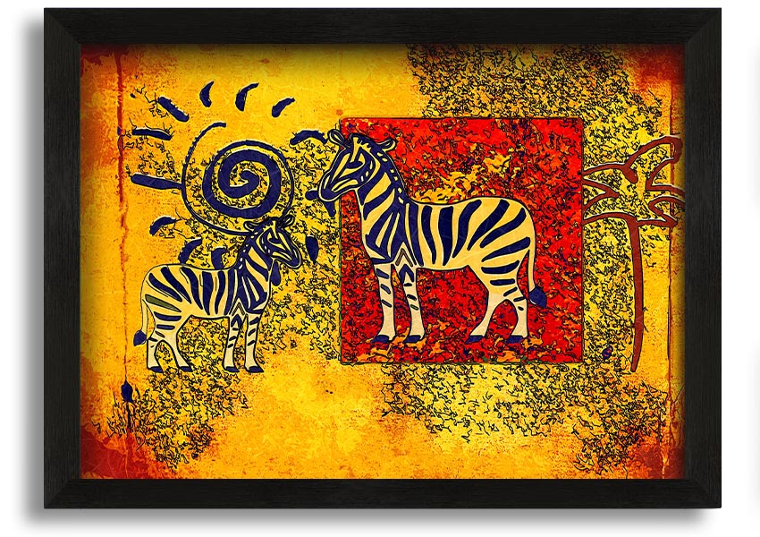 Framed print of African Tribal Art 11 featuring intricate patterns and vibrant colors, available in various frame colors.