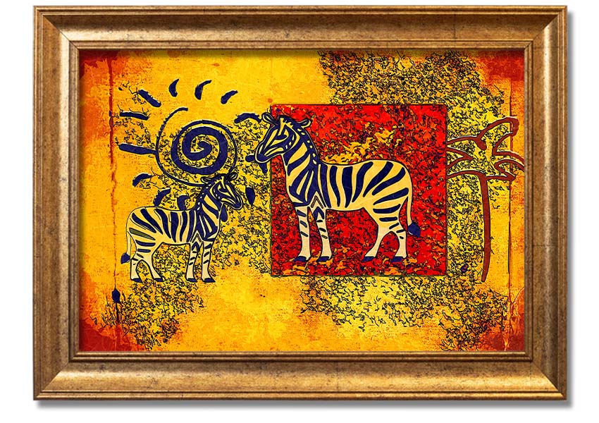 Framed print of African Tribal Art 11 featuring intricate patterns and vibrant colors, available in various frame colors.