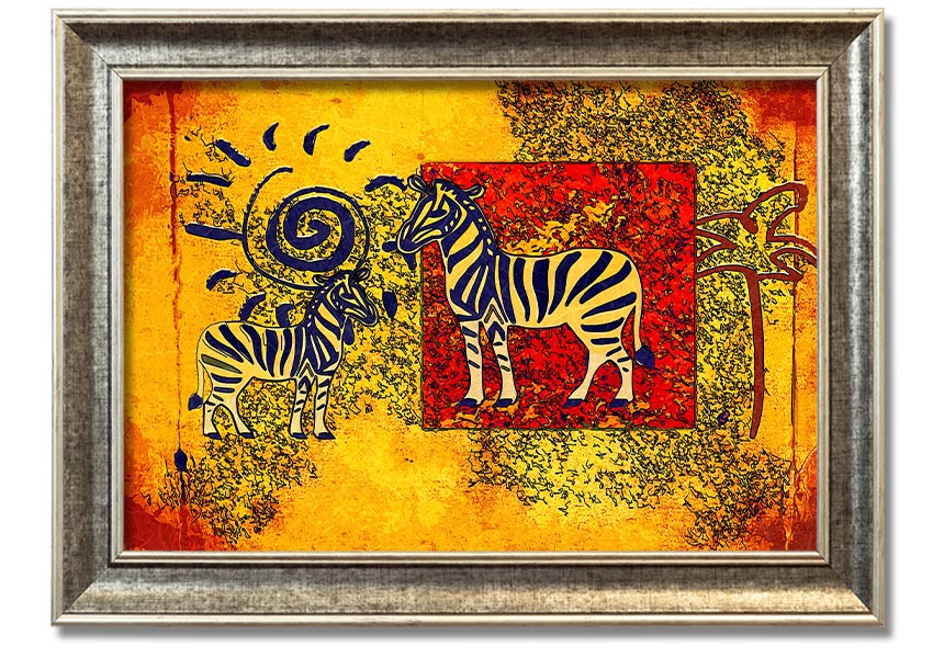 Framed print of African Tribal Art 11 featuring intricate patterns and vibrant colors, available in various frame colors.