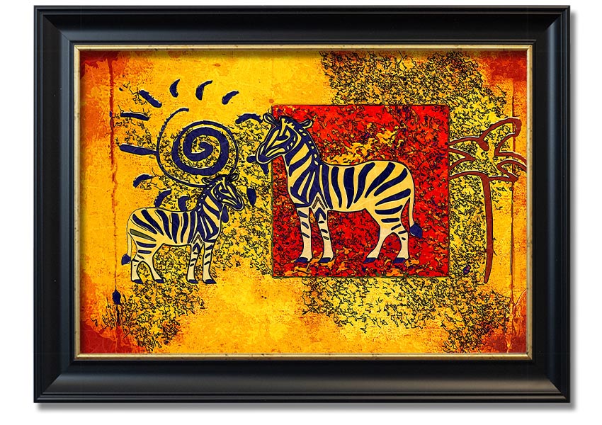 Framed print of African Tribal Art 11 featuring intricate patterns and vibrant colors, available in various frame colors.