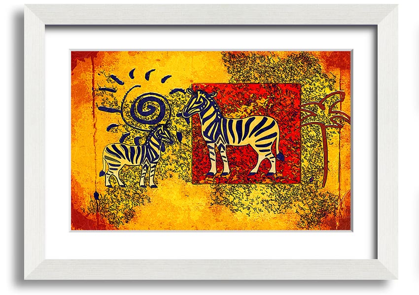 Framed print of African Tribal Art 11 featuring intricate patterns and vibrant colors, available in various frame colors.