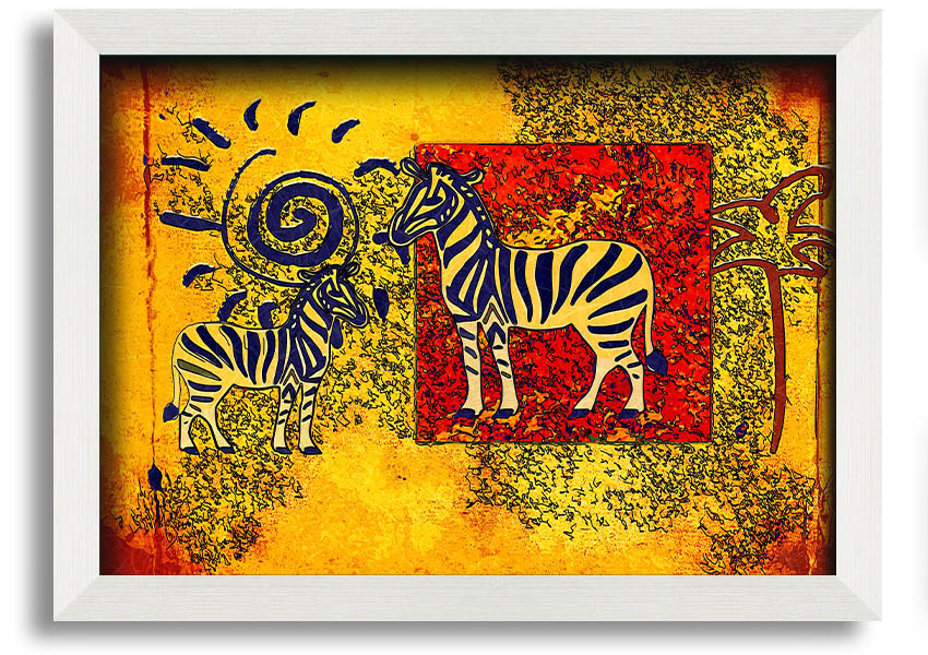 Framed print of African Tribal Art 11 featuring intricate patterns and vibrant colors, available in various frame colors.