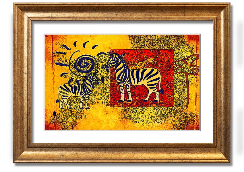 Framed print of African Tribal Art 11 featuring intricate patterns and vibrant colors, available in various frame colors.