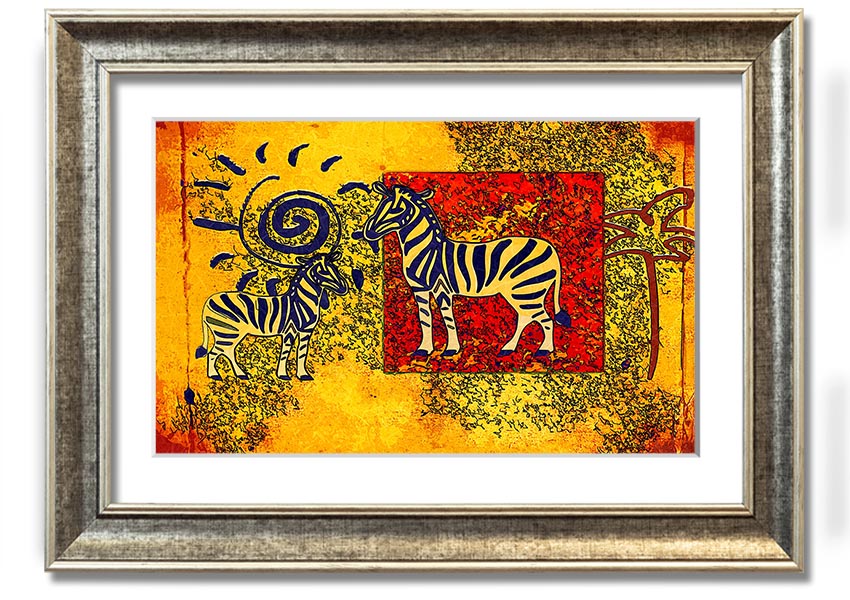 Framed print of African Tribal Art 11 featuring intricate patterns and vibrant colors, available in various frame colors.