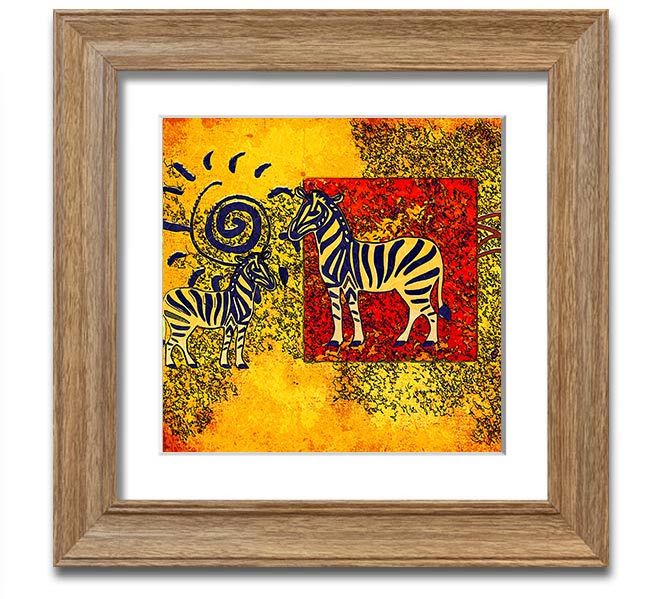 African Tribal Art 11 square framed print showcasing vibrant colors and intricate designs, handmade in the UK.