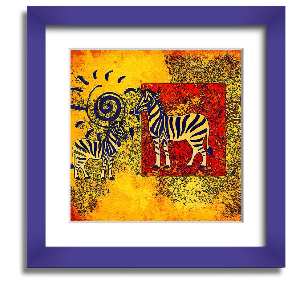 African Tribal Art 11 square framed print showcasing vibrant colors and intricate designs, handmade in the UK.