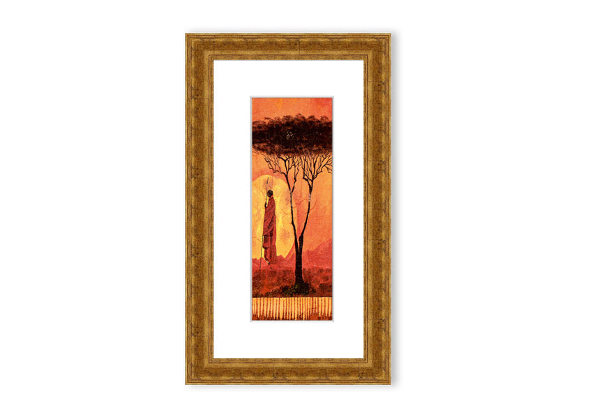 Framed print of African Tribal Art 1 featuring intricate tribal designs, available in various frame colors.