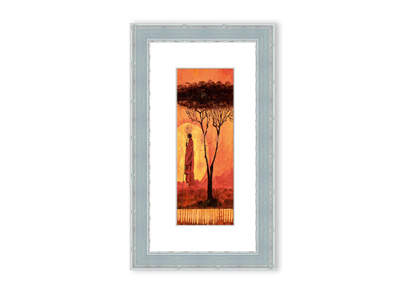 Framed print of African Tribal Art 1 featuring intricate tribal designs, available in various frame colors.