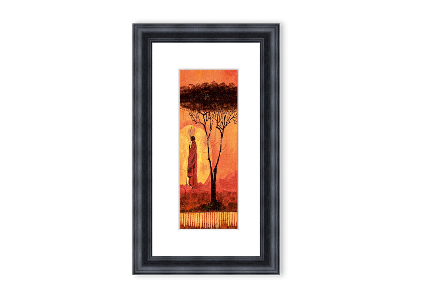 Framed print of African Tribal Art 1 featuring intricate tribal designs, available in various frame colors.