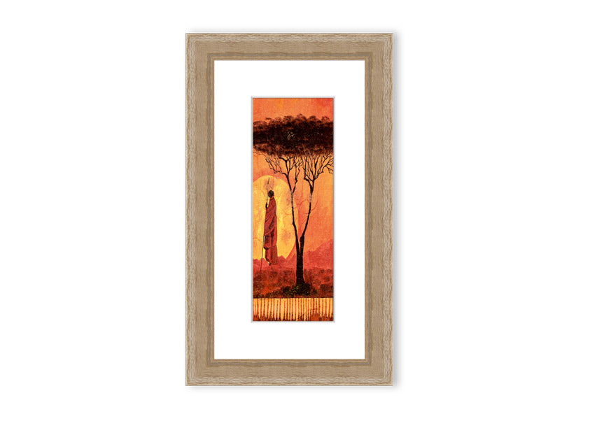 Framed print of African Tribal Art 1 featuring intricate tribal designs, available in various frame colors.