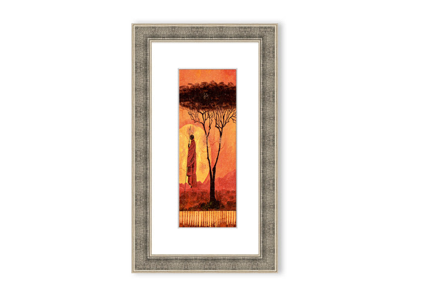 Framed print of African Tribal Art 1 featuring intricate tribal designs, available in various frame colors.