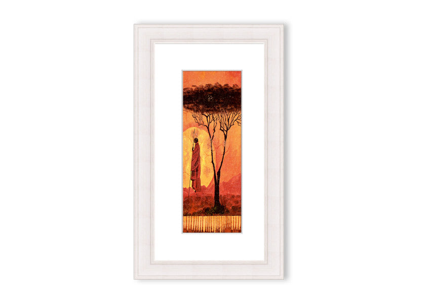 Framed print of African Tribal Art 1 featuring intricate tribal designs, available in various frame colors.