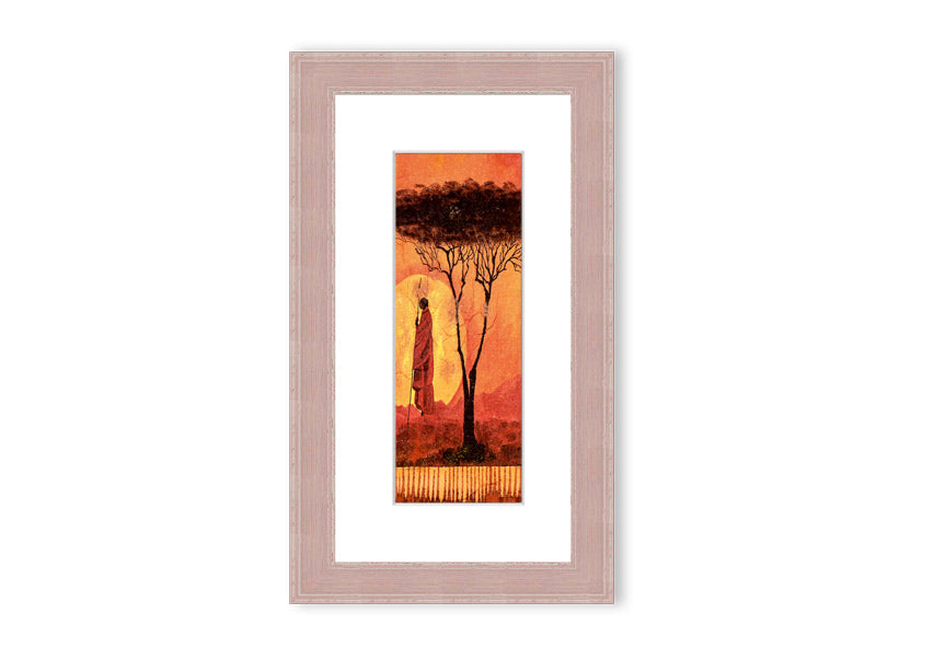 Framed print of African Tribal Art 1 featuring intricate tribal designs, available in various frame colors.