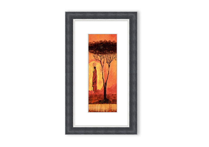 Framed print of African Tribal Art 1 featuring intricate tribal designs, available in various frame colors.