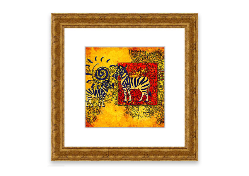 Framed print of African Tribal Art 11 featuring vibrant colors and intricate patterns, ready to hang.