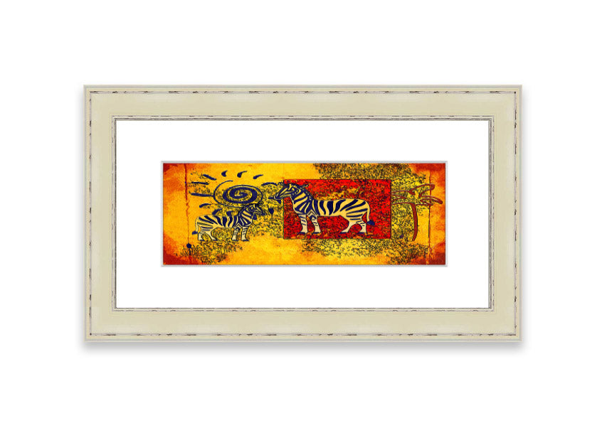 Framed print of African Tribal Art 11 featuring vibrant colors and intricate patterns, ready to hang.