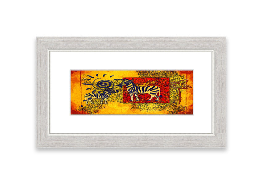 Framed print of African Tribal Art 11 featuring vibrant colors and intricate patterns, ready to hang.