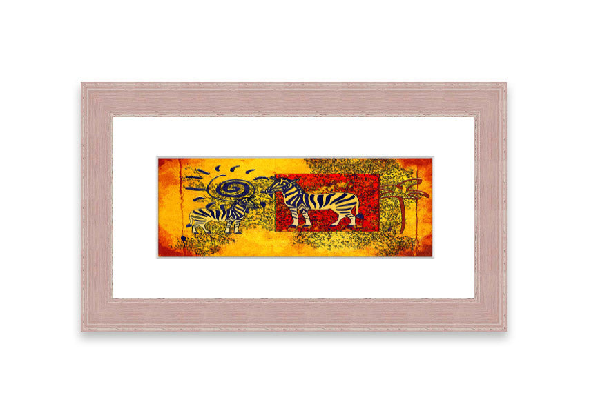 Framed print of African Tribal Art 11 featuring vibrant colors and intricate patterns, ready to hang.