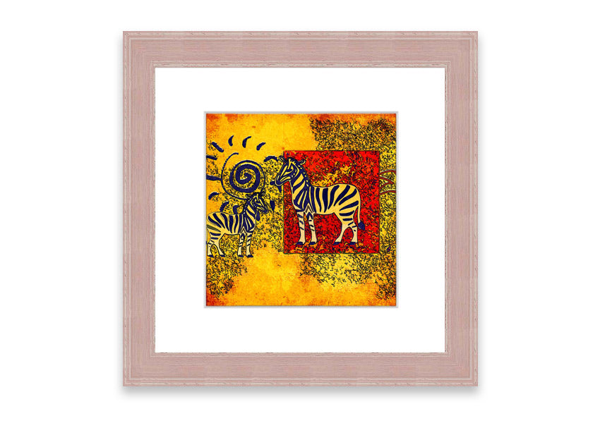 Framed print of African Tribal Art 11 featuring vibrant colors and intricate patterns, ready to hang.