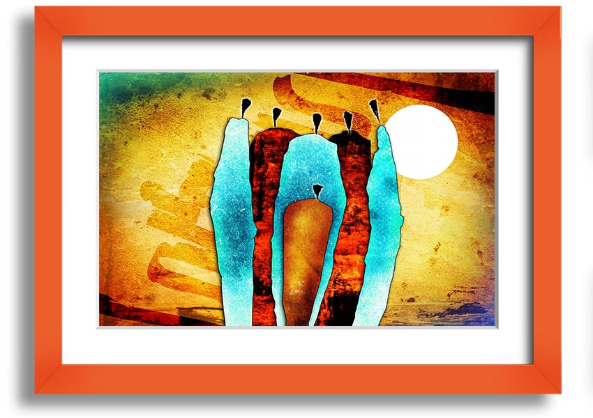 Framed print of African Tribal Art 10 showcasing intricate patterns and vibrant colors, ready to hang.