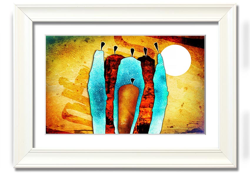 Framed print of African Tribal Art 10 showcasing intricate patterns and vibrant colors, ready to hang.