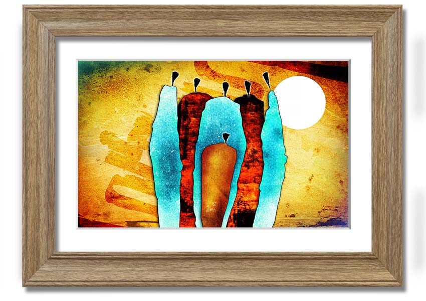 Framed print of African Tribal Art 10 showcasing intricate patterns and vibrant colors, ready to hang.