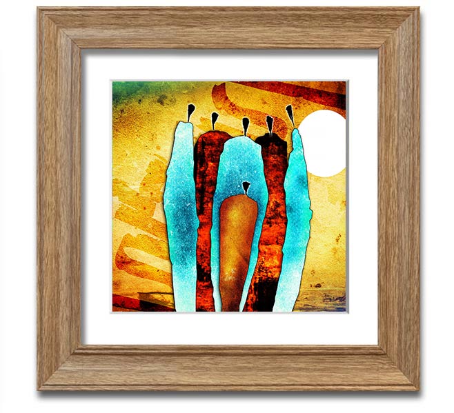 African Tribal Art 10 Square Framed Print showcasing vibrant colors and geometric patterns, ready to hang.