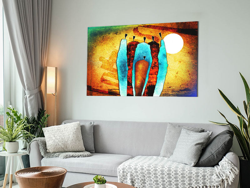 African Tribal Art 10 printed on brushed aluminium dibond, showcasing vibrant colors and intricate tribal designs.