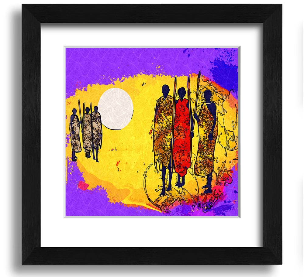 African Tribal Art 12 square framed print showcasing vibrant tribal designs, available in various frame colors.