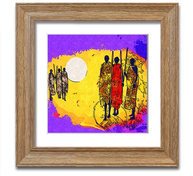 African Tribal Art 12 square framed print showcasing vibrant tribal designs, available in various frame colors.